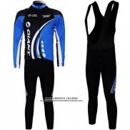 2011 Abbigliamento Ciclismo Giant Nero e Blu Manica Lunga e Salopette